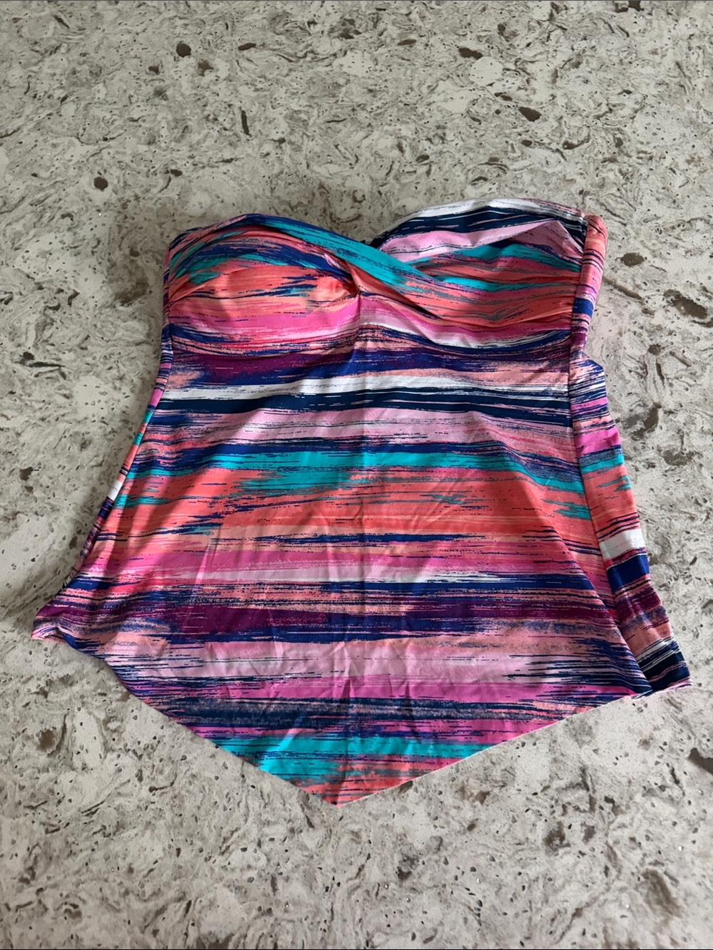 Liz Claiborne Striped Strapless Multicolor Swim Top